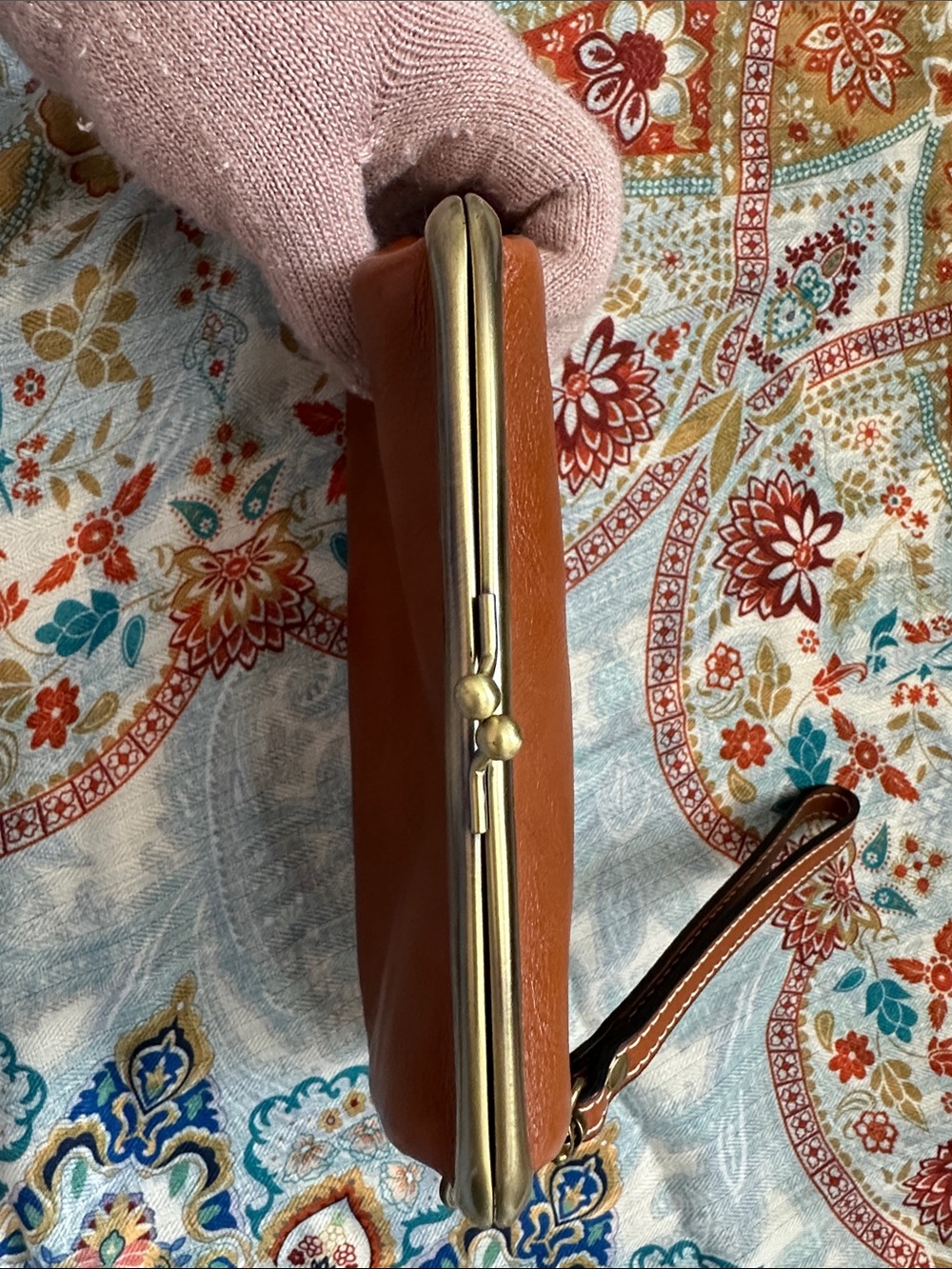 Tan Leather Wristlet Clutch - Picture 4 of 7
